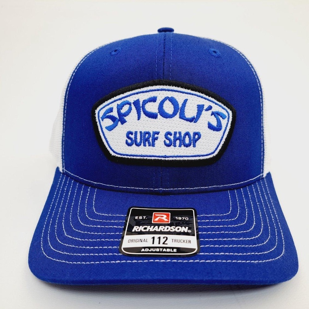 Spicoli's Surf Shop Richardson 112 Trucker Mesh Snapback Cap Hat Blue